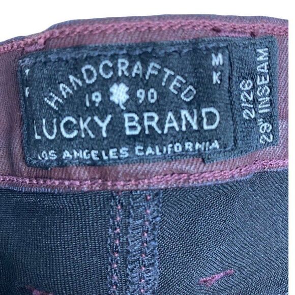 Lucky brand Burgundy Charlie Skinny Coated Denim Ankle Jeans US 2/26 - Picture 12 of 16